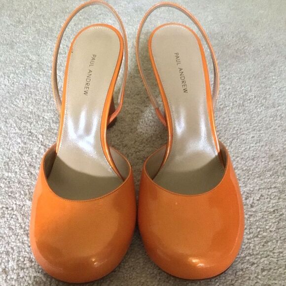 NWOT PAUL ANDREW Tangerine Round Toe Slingback Pump - Picture 4 of 14